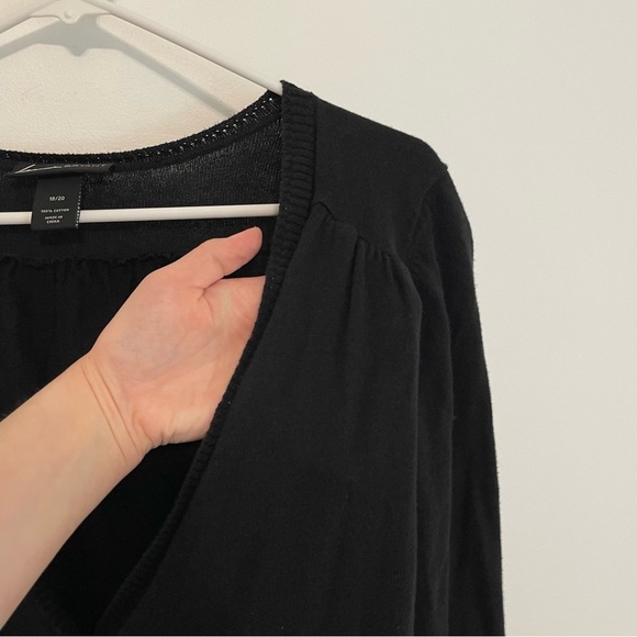 LANE BRYANT Plus Size Black V-Neck 3/4 Sleeve 100% Cotton Cardigan Sweater 18 20 - Picture 5 of 13